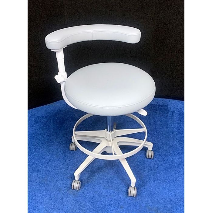ADEC 1622 (White) Dental Assistant Stool - Ultraleather Upholstery - Color of Choice *Refurbished (Dove)