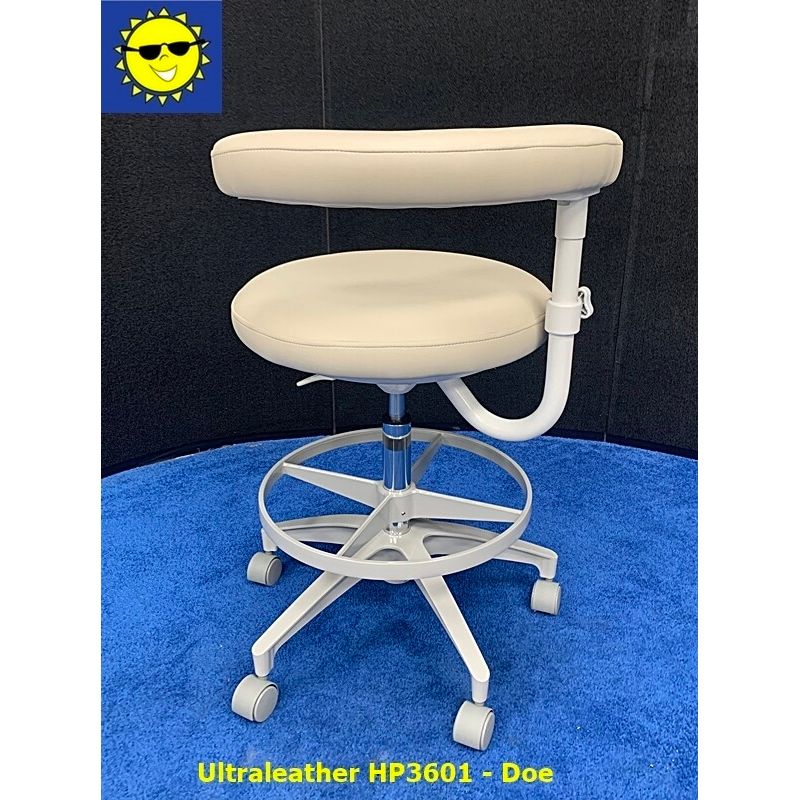 ADEC 1622 (White) Dental Assistant Stool - Ultraleather Upholstery - Color of Choice *Refurbished (Doe)