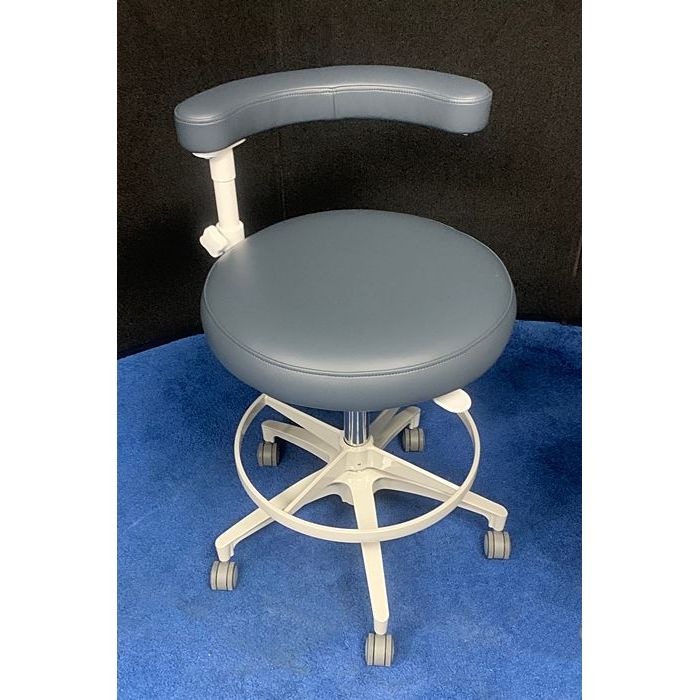ADEC 1622 (White) Dental Assistant Stool - Vinyl Upholstery - Color of Choice *Refurbished (Graphite)