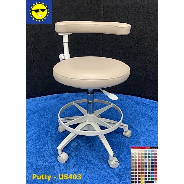 ADEC 1622 (White) Dental Assistant Stool - Vinyl Upholstery - Color of Choice *Refurbished (Putty)