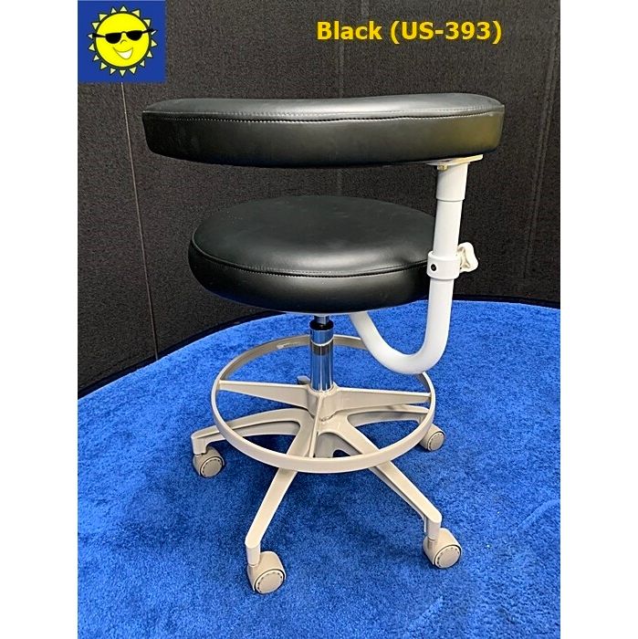 ADEC 1622 (White) Dental Assistant Stool - Vinyl Upholstery - Color of Choice *Refurbished (Black)