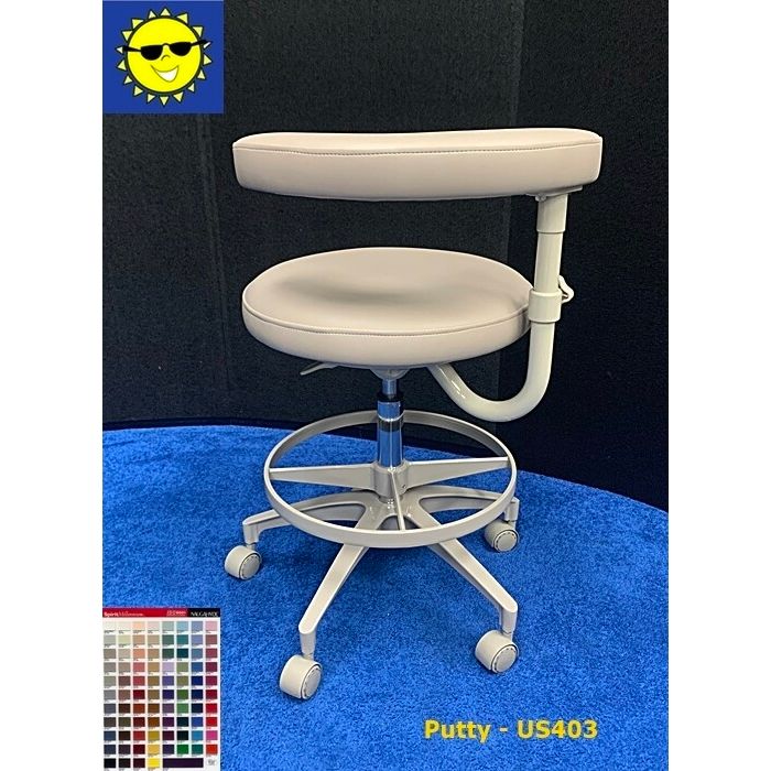 ADEC 1622 (Surf) Dental Assistant Stool - Vinyl Upholstery - Color of Choice *Refurbished (Putty)