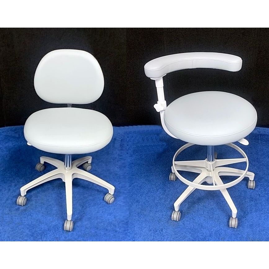 ADEC 1601 & 1622 (White) Dental Doctor & Assistant Stool Set - Ultraleather Upholstery - Color of Choice *Refurbished (Dove)