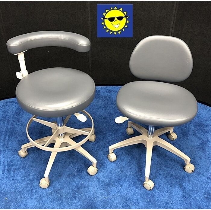 ADEC 1601 & 1622 (Surf) Dental Doctor & Assistant Stool Set - Ultraleather Upholstery - Color of Choice *Refurbished (Charcoal)