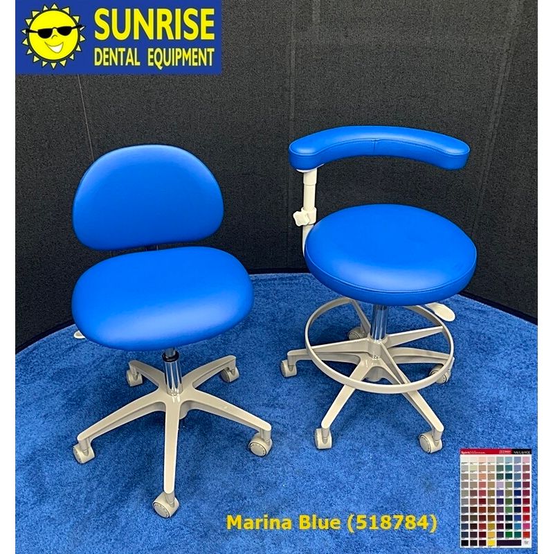 ADEC 1601 & 1622 (Surf) Dental Doctor & Assistant Stool Set - Vinyl Upholstery - Color of Choice *Refurbished (Marina Blue)
