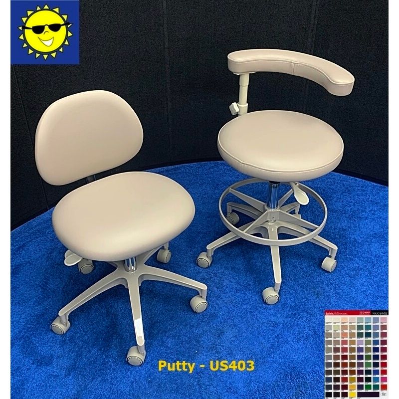 ADEC 1601 & 1622 (Surf) Dental Doctor & Assistant Stool Set - Vinyl Upholstery - Color of Choice *Refurbished (Putty)