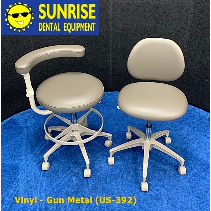 ADEC 1601 & 1622 (Surf) Dental Doctor & Assistant Stool Set - Vinyl Upholstery - Color of Choice *Refurbished (Gun Metal)