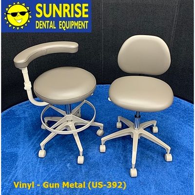 ADEC 1601 & 1622 (Surf) Dental Doctor & Assistant Stool Set - Vinyl Upholstery - Color of Choice *Refurbished (Gun Metal)