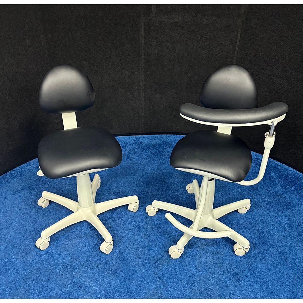 Midmark Dental Stool Set - (Doctor 153811) (Assistant 153812) w/ Back Seat Support - New Vinyl Upholstery, Color of Choice *Refurbished