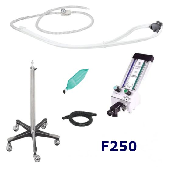 Belmed (F250) Flowmeter, Tall Mobile Stand, Scavenger Rubber Goods *New