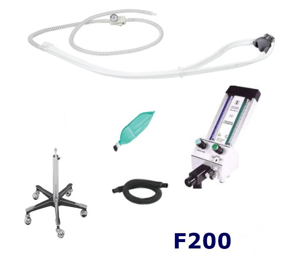 Belmed (F200) Flowmeter, Short Mobile Stand, Scavenger Rubber Goods *New