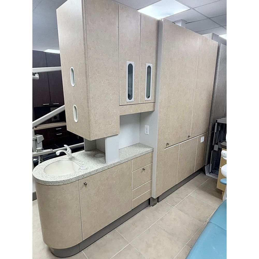 ADEC 5543 Dental Center Island Cabinet w/ X-Ray Pass Through - Solid Surface Countertop - Sink & Faucet (107 ADEC 5543 Dental Center Island Cabinet w/ X-Ray Pass Through - Solid Surface Countertop - Sink & Faucet (107"L) *Refurbished (Sandstone)