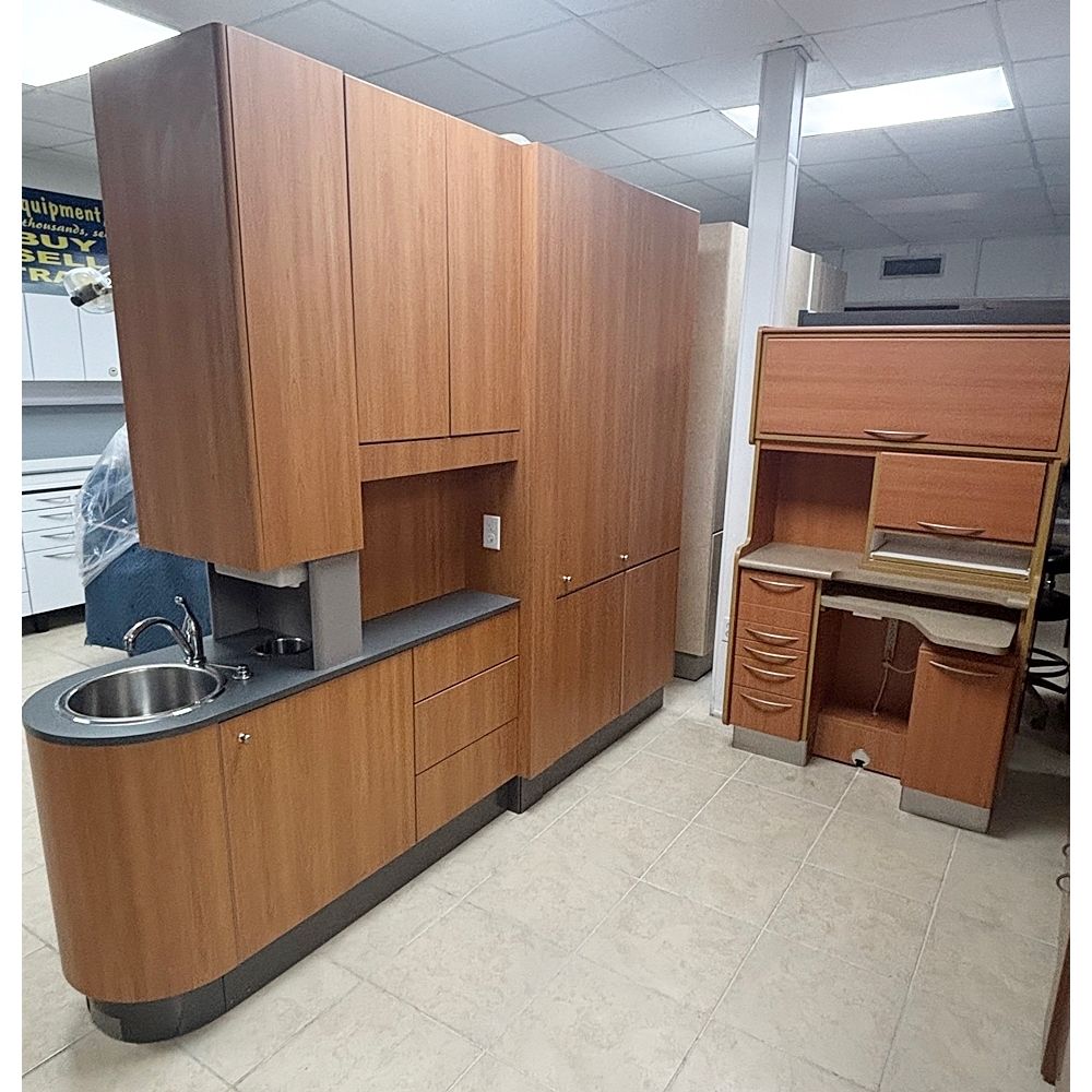 2 ROOM Dental Office Cabinet Package - Adec 5543 Center Island & 2 Custom Rear Treatment Cabinets *Certified Used Condition