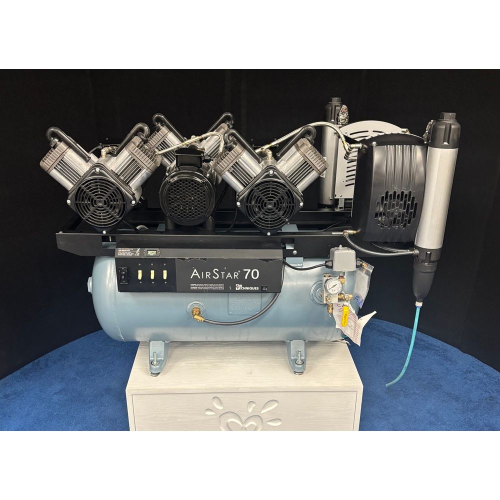 Air Techniques Air Star 70 (Low Hours of Use, 695.5) - Triple Head Oil Less Dental Air Compressor (4.5HP) (7 - 10 User) *Excellent Used Condition!
