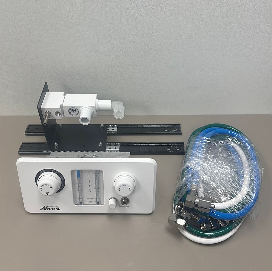 Accutron Ultra PC Dental Nitrous Flowmeter (31970) - Cabinet Mount w/ Slide Out Bracket & Supply Hoses *Excellent Used Condition