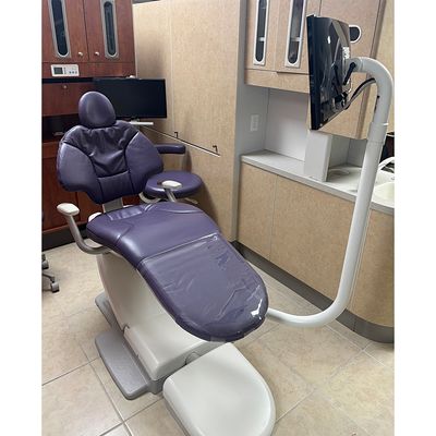 ADEC 411 Dental Patient Chair w/ Radius Monitor Mount & Screen - Good Used Ultraleather Upholstery (Purple) *Refurbished ADEC 411 Dental Patient Chair w/ Radius Monitor Mount & Screen - Good Used Ultraleather Upholstery (Purple) *Refurbished