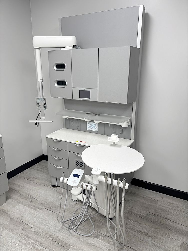 ADEC 591 Inspire Series (44"W) Rear Treatment Dental Cabinet w/ Top Mounted Sliding Monitor Mount - ADEC NEW DESIGN 541 Dr. Delivery - Assistant Pkg.