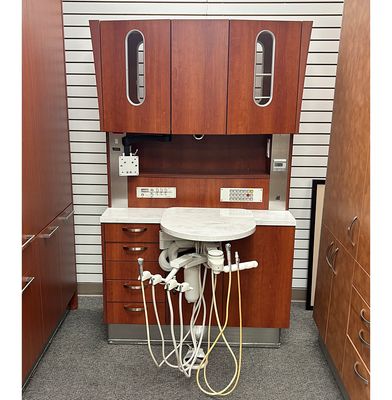 MCC Custom Dental Rear Treatment Cabinet w/ Dr. Delivery & Assist. Pkg. Wild Cherry Laminate *Excellent Used Condition