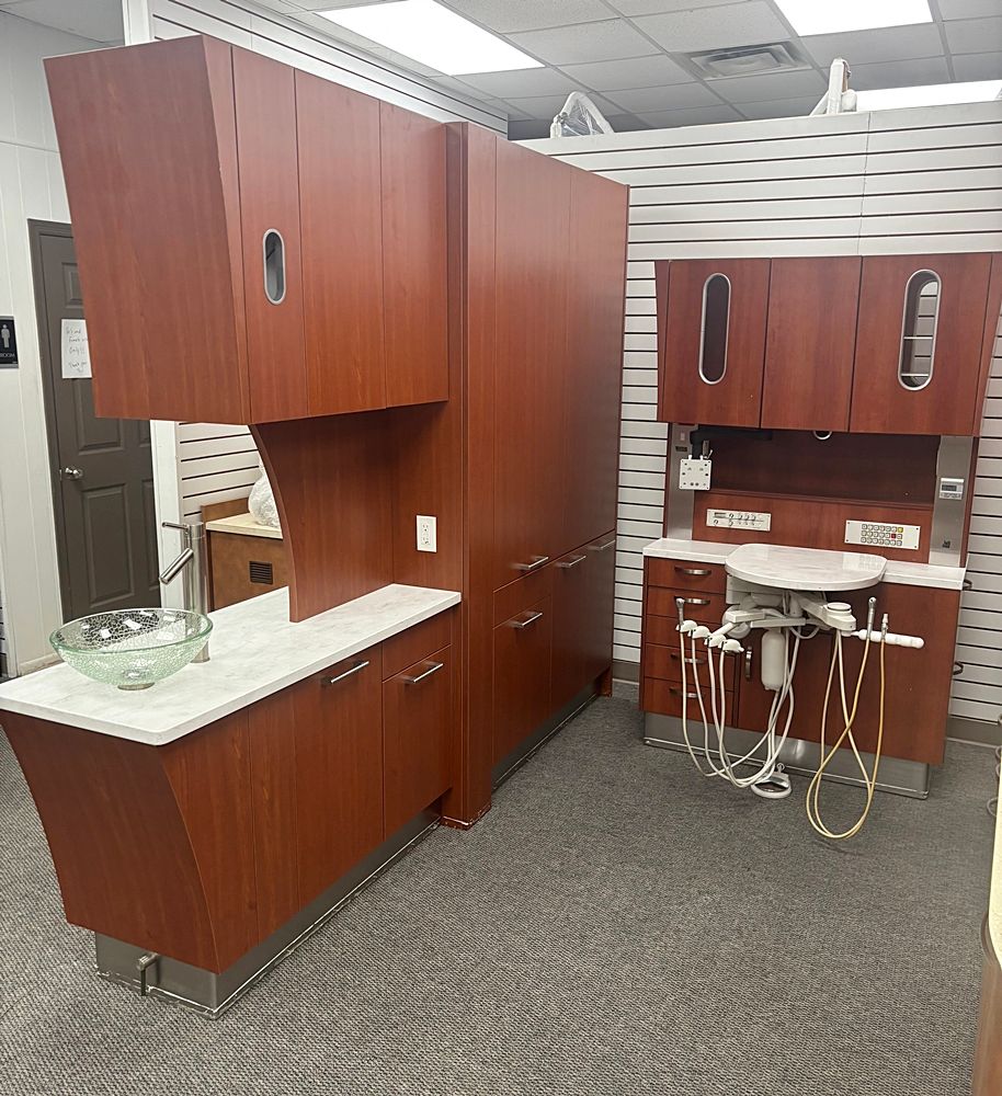 MCC 4 Room Dental Cabinet Package - Wild Cherry - (2) Center Islands (4) Rear Treatments *Excellent Used Condition