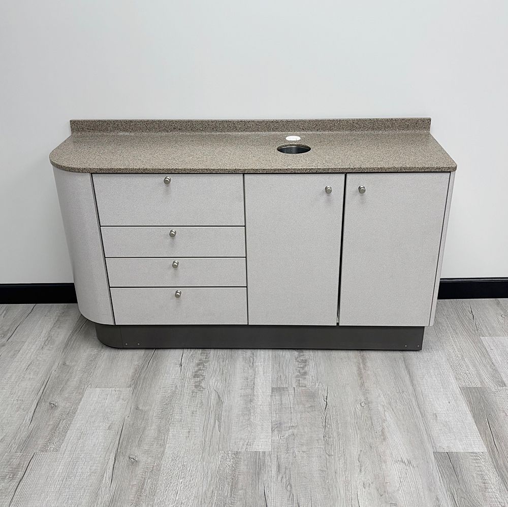 ADEC 5531 Dental Side Cabinet w/ Left Curve -Solid Surface Countertop (58"L) *Certified Used Condition