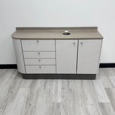 ADEC 5531 Dental Side Cabinet w/ Left Curve -Solid Surface Countertop (58"L) *Certified Used Condition