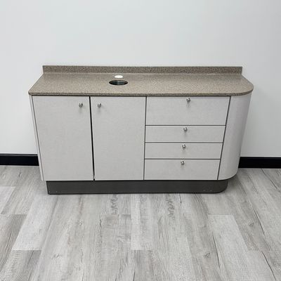 ADEC 5531 Dental Side Cabinet w/ Right Curve -Solid Surface Countertop (58"L) *Certified Used Condition