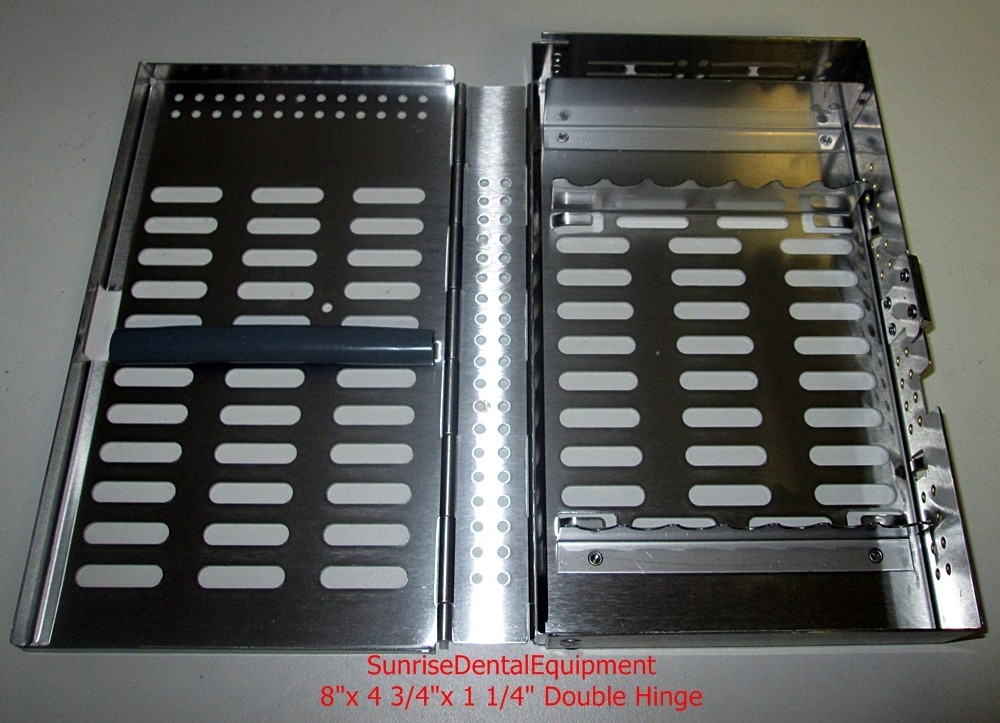 Miltex Thompson 7 Double Hinge Dental Instrument Sterilization Cassette - 8"x 4-3/4"x 1-1/4" *Used