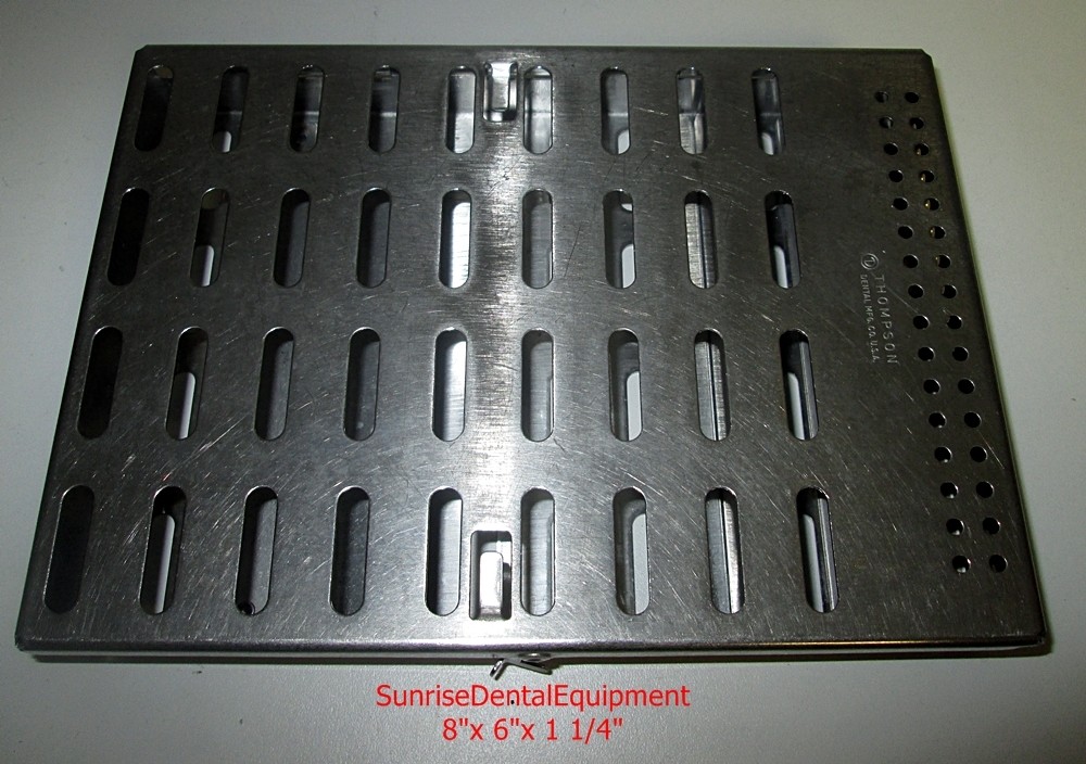 Miltex Thompson 9 Single Hinge Dental Instrument Sterilization Cassette - 8"x 6"x 1-1/4" *Used