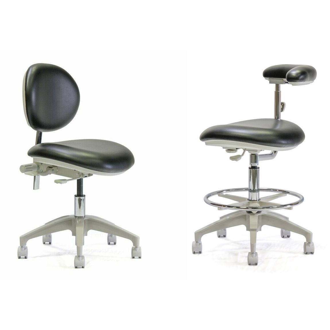 BDS (Beaverstate) DR-97 Doctor & AT-97 Assistant Deluxe Stool Set - Base Tilt Feature & Ratcheting Body Support *NEW (Special Order) - Naugasoft Vinyl Upholstery