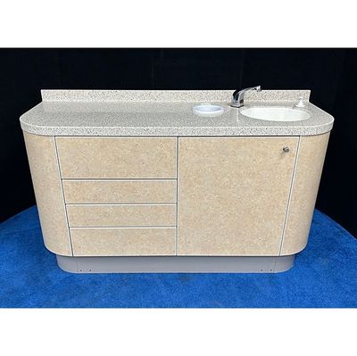 ADEC 5531 Dental Side Cabinet w/ Right Side Sink & Faucet - Baha Melange Solid Surface Countertop (58"L) - Sandstone *Excellent Used Condition