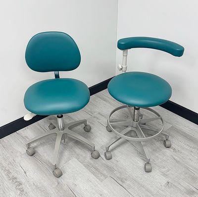 ADEC 1601 & 1622 (Surf) Dental Doctor & Assistant Stool Set - Vinyl Upholstery - Color of Choice *Refurbished (Grotto)