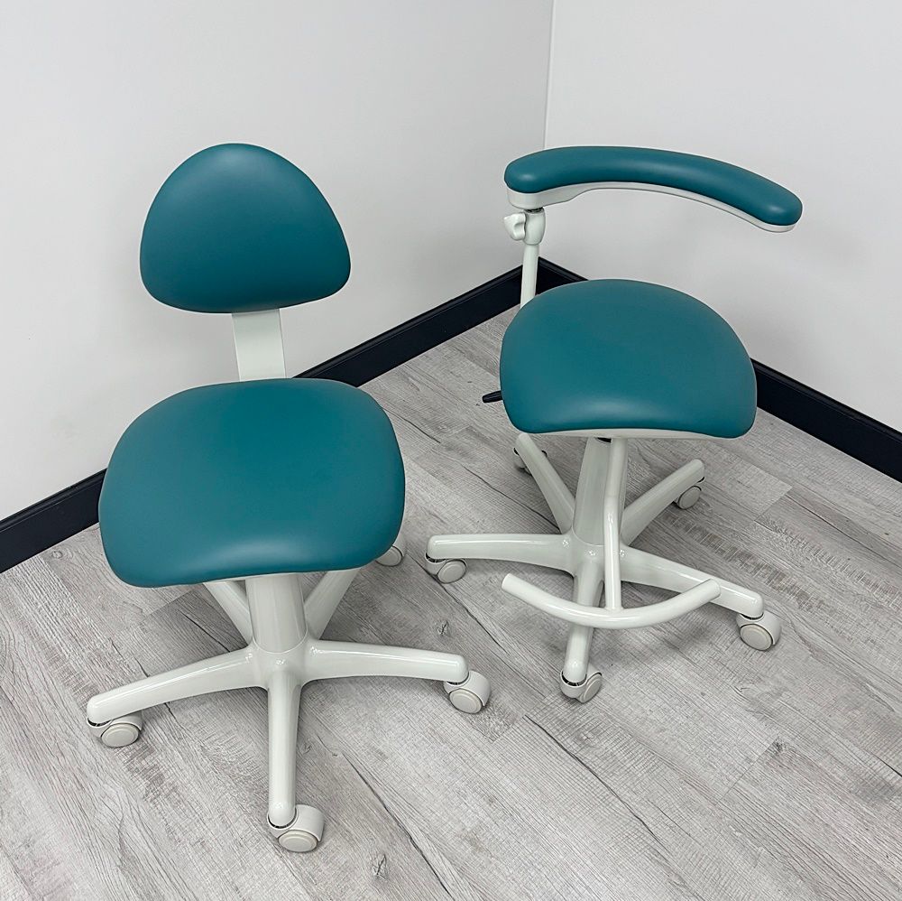Midmark Dental Stool Set - (Doctor 153811) (Assistant 153812) - New Vinyl Upholstery, Color of Choice *Refurbished (Grotto) Midmark Dental Stool Set - (Doctor 153811) (Assistant 153812) - New Vinyl Upholstery, Color of Choice *Refurbished (Grotto)