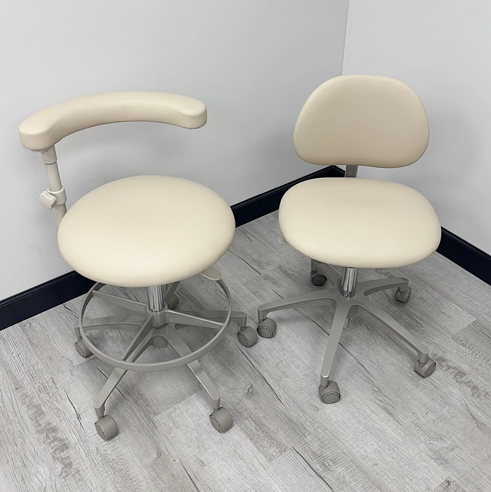 ADEC 1601 & 1622 (Surf) Dental Doctor & Assistant Stool Set - Vinyl Upholstery - Color of Choice *Refurbished (Fawn) ADEC 1601 & 1622 (Surf) Dental Doctor & Assistant Stool Set - Vinyl Upholstery - Color of Choice *Refurbished (Fawn)
