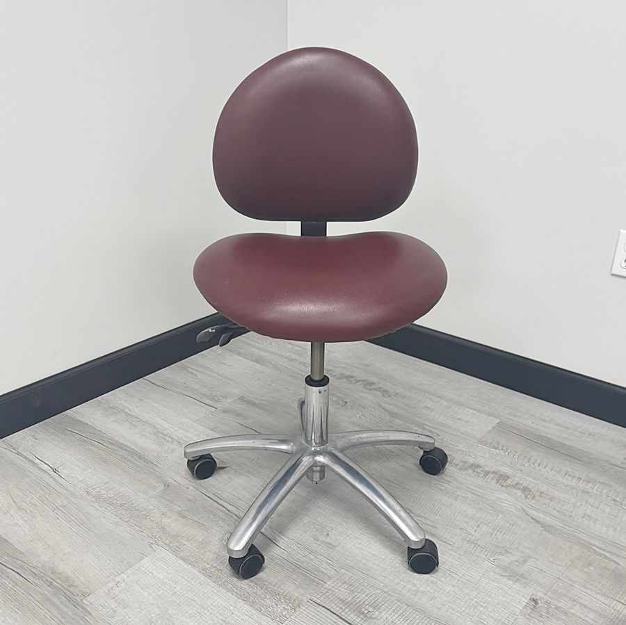Galaxy Dental Doctor Stool w/ Tilt & Recline Feature *Good Used Condition (Burgundy Vinyl Upholstery)