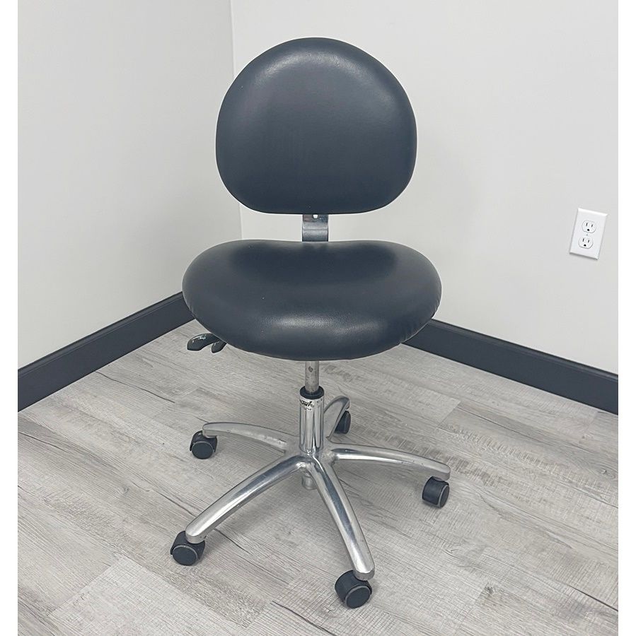 Galaxy Dental Doctor Stool w/ Tilt & Recline Feature *Good Used Condition (Black Vinyl Upholstery)