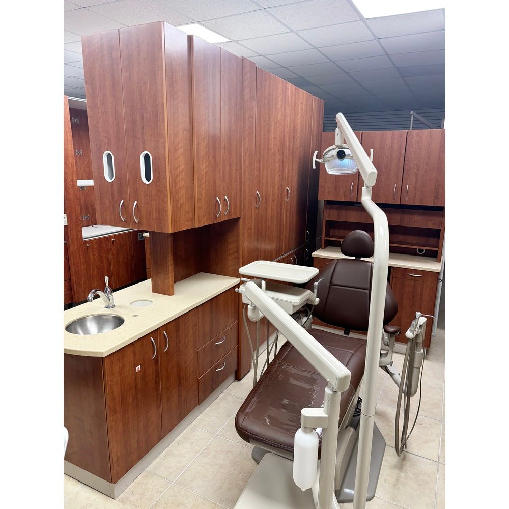 2 Room Dental Operatory Package - (2) ADEC 1021 Operatory Chairs, (2) BioTec Rear Treatment, (1) BioTec Center Island (Amber Cherry Laminate) *Refurbished