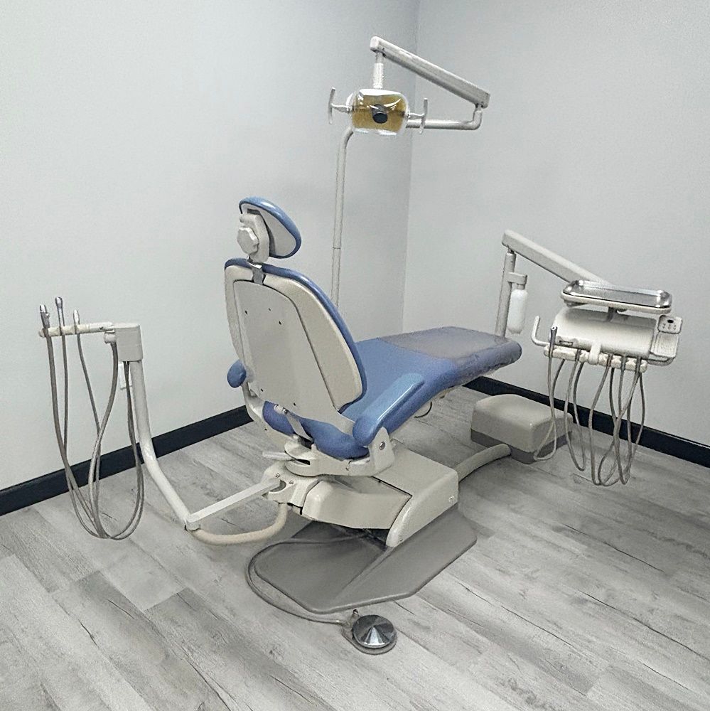 ADEC 1221 Decade Plus Dental Operatory Package - Wide Back Seat - Seamless Vinyl - Blue Upholstery *Certified Used