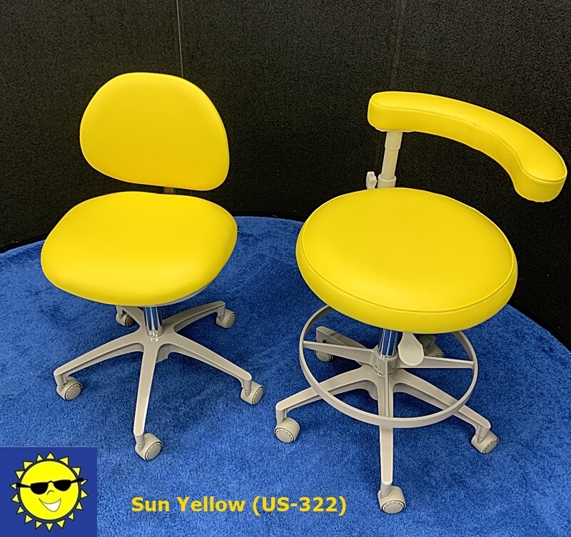 ADEC 1601 & 1622 (Surf) Dental Doctor & Assistant Stool Set - Vinyl Upholstery *Used (Sun Yellow)