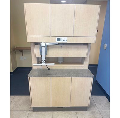 ADEC 5580 Dental Rear Treatment Console (42"W) - Limber Maple, Quarry Melange Countertop *Excellent Used Condition