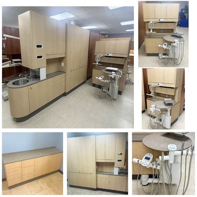 5 ROOM ADEC Dental Cabinet Package - (5) Adec 5580 Rear Treatment w/ 541 Dr Delivery & Assist. Pkg - (4) Adec 5543 Center Island - Limber Maple Laminate, Quarry Melange Solid Tops 5 ROOM ADEC Dental Cabinet Package - (5) Adec 5580 Rear Treatment w/ 541 Dr Delivery & Assist. Pkg - (4) Adec 5543 Center Island - Limber Maple Laminate, Quarry Melange Solid Tops