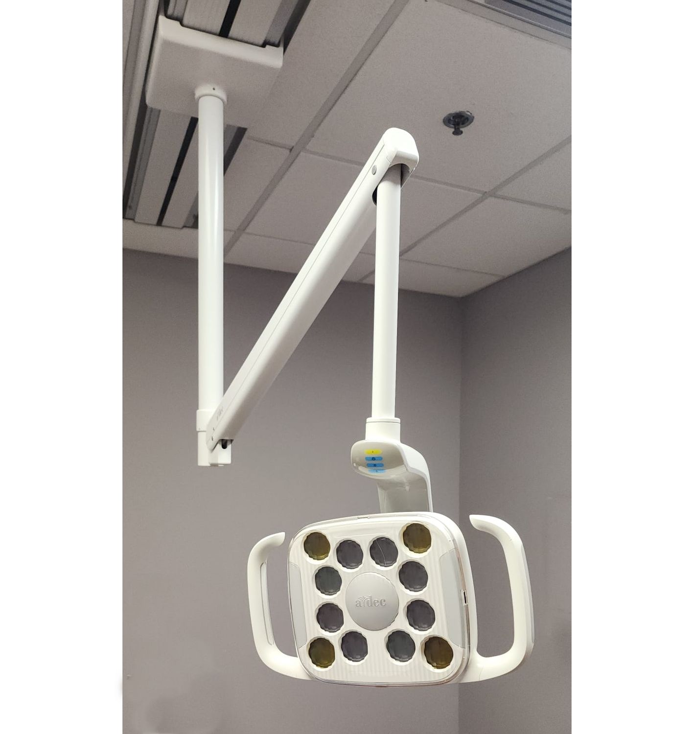 ADEC 577L LED Track Mount Dental Examination Light w/ Cure Mode (8' Ceiling Height)*Excellent Used Condition