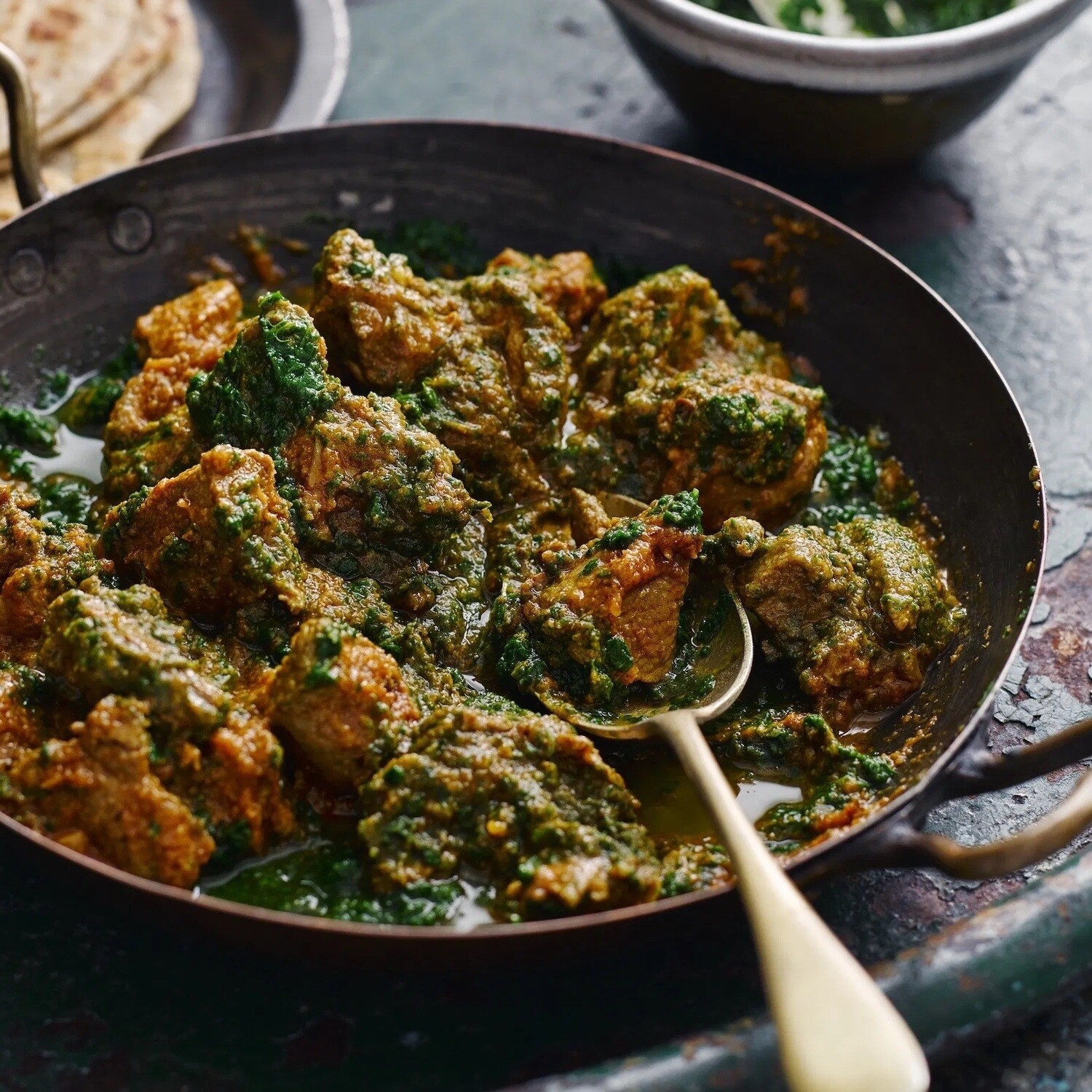 Braised Mutton (Lamb) with Spinach