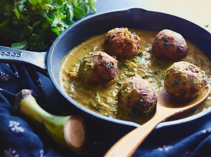 Green Plantain (Raw Banana) Veggie Meatballs