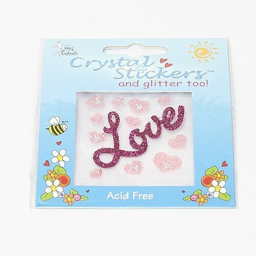 Cristal glitter stickers love