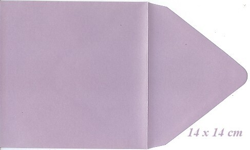 10 Vierkante metallic enveloppen 14 x 14 cm Mauve  120 gram