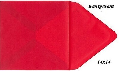 10 Vierkante enveloppen transparant 14x14 cm rood 120 gram