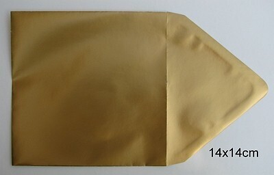 10 Vierkante enveloppen 14x14 cm goud 90 gram