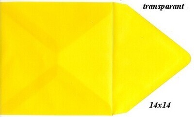 10 Vierkante enveloppen transparant 14x14 cm yellow 120 gram