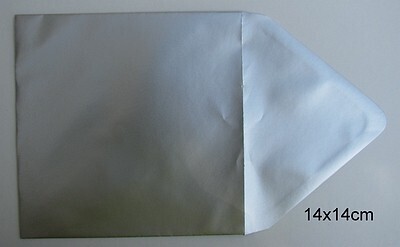 10 Vierkante enveloppen 14 x 14 cm zilver 90 gram