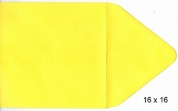 10 Vierkante enveloppen 16 x 16 cm kanarie geel
